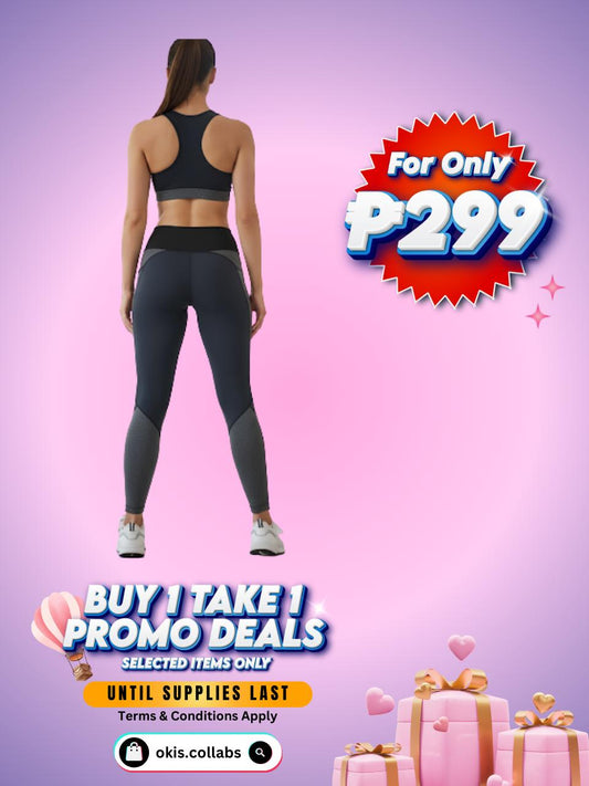 [BUY 1 TAKE 1 FREE] Women's Cotton Sports Wear Leggings Black Color