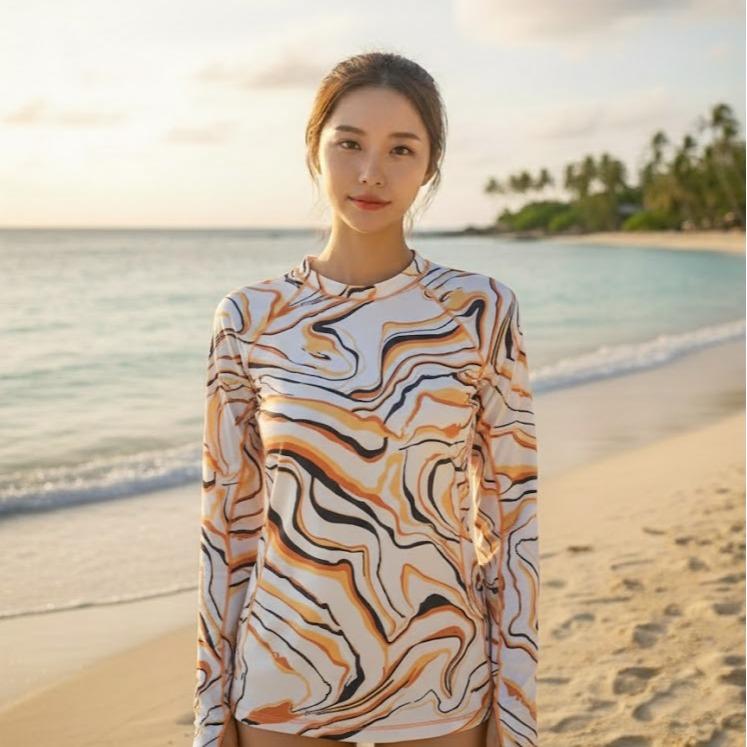 Women's Printed Collections Swimming RASH GUARD Longsleeve