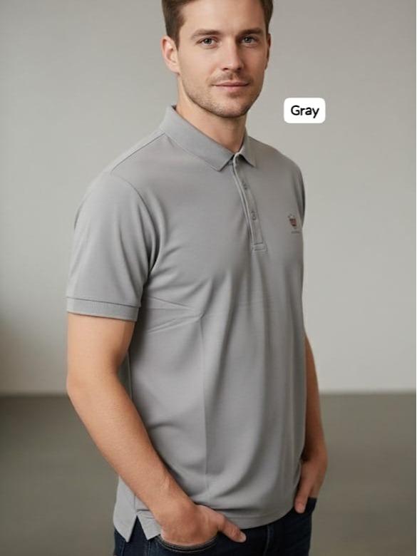 Italy Man Polo Shirt with Embraided Logo Detailing and Button Front Design