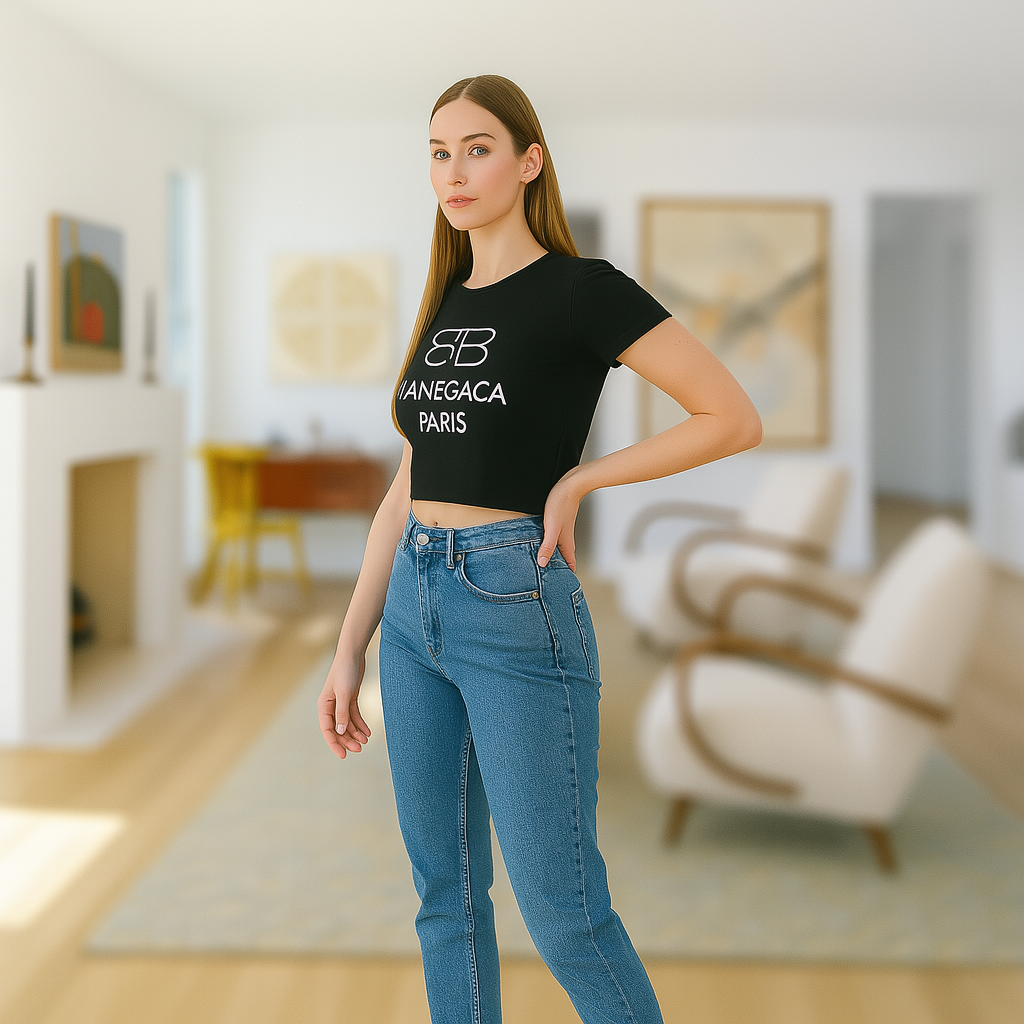 Black Crop Top "BIANEGACA PARIS"