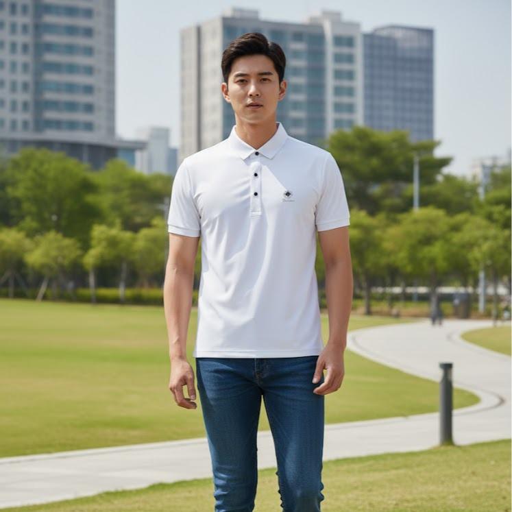 FASHION STYLE Assorted Logo Embraided Male Polo Shirt - Korean Dry-fit Casual Style Men's Top
