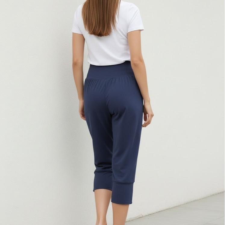 FPF019 Women's Classic Cotton Capri Pants with Bottom Side Beads