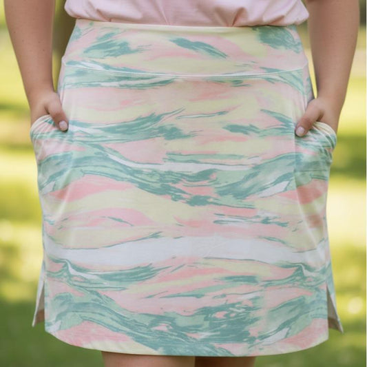 Women's Plus Size Skirt Colorful, abstract, wavy pattern in shades (#37)