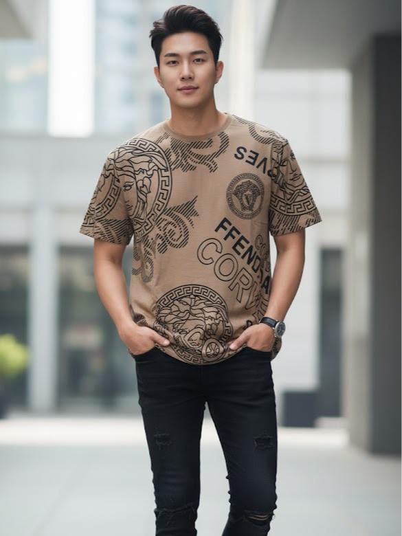 Men's High Fashion T-shirt in Brown Color for Stylish Outfits Ideal for Casual & Formal Occasions