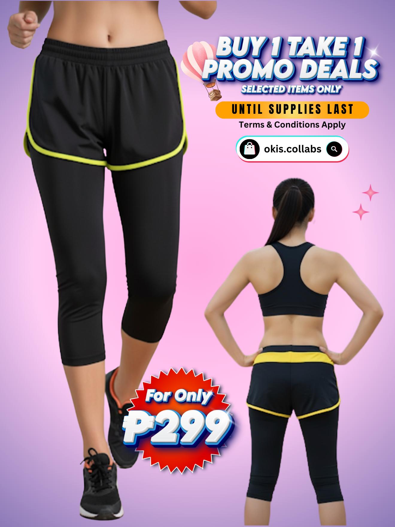 [BUY 1 GET 1 FREE} Capri Leggings with Short- Women's Sports Wear