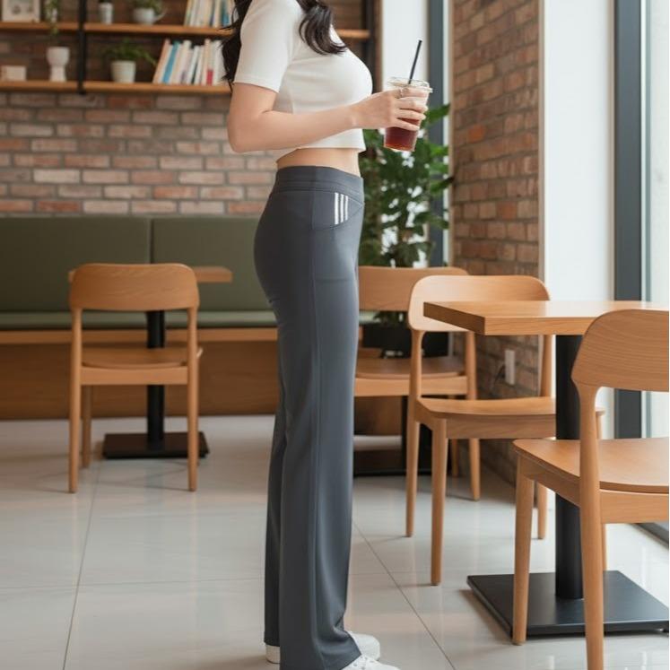 FPA63054B Women's Classic Cotton Pants in Plain Gray Color