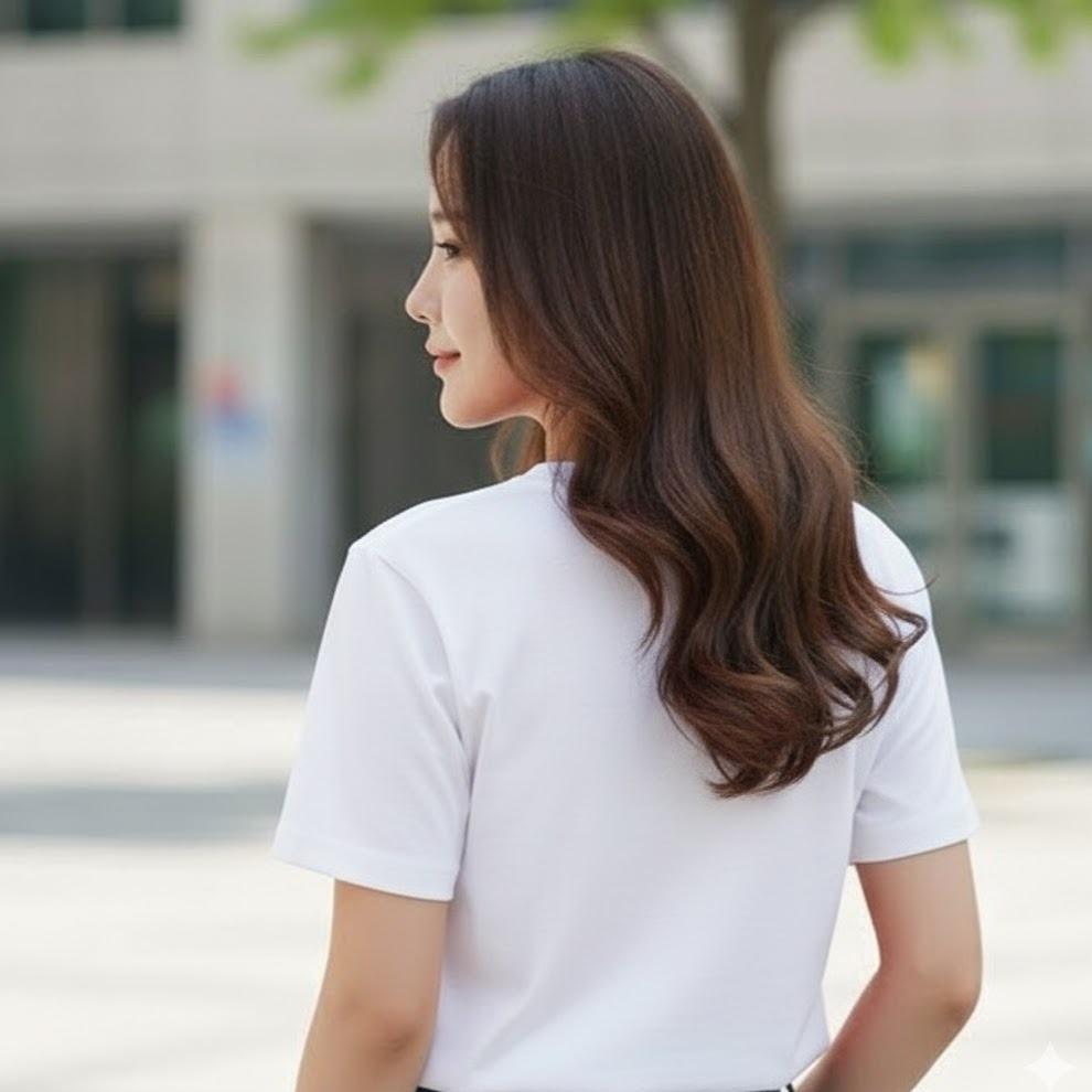 W24-20025 Women's Cotton Top in Crew Neck Fashionable Tee Shirt
