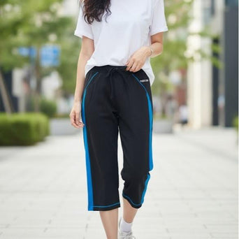 FP9214 Women's Classic Cotton Capri Pants with Blue Sides Lining