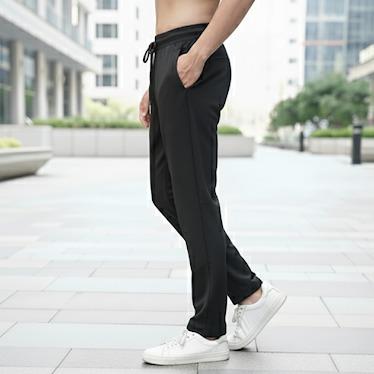 IceTech Collections Male Bottom Dry-fit Trouser Plain Black Straight Cut Pants for Men with Drawstring Waist