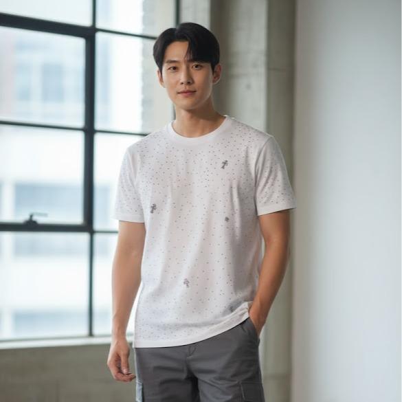 Men's High Fashion T-shirt in White & Black Color for Stylish Outfits with Beads & Bling