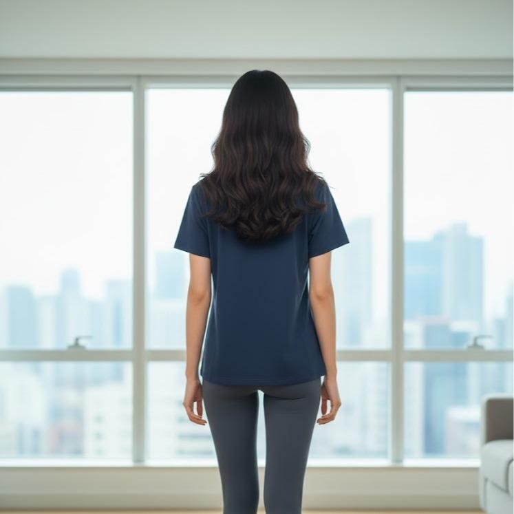 FP65010A Women's Cotton Top Tee Shirt Black Color