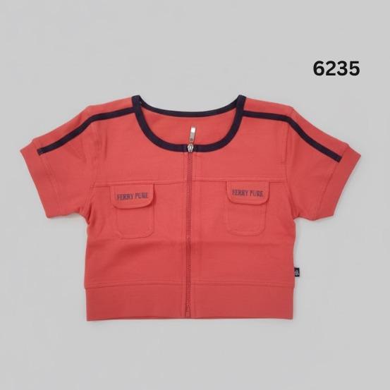 FP6235 Women's Classic Ferry Pure Cotton CROPPED TOP  with Zipper