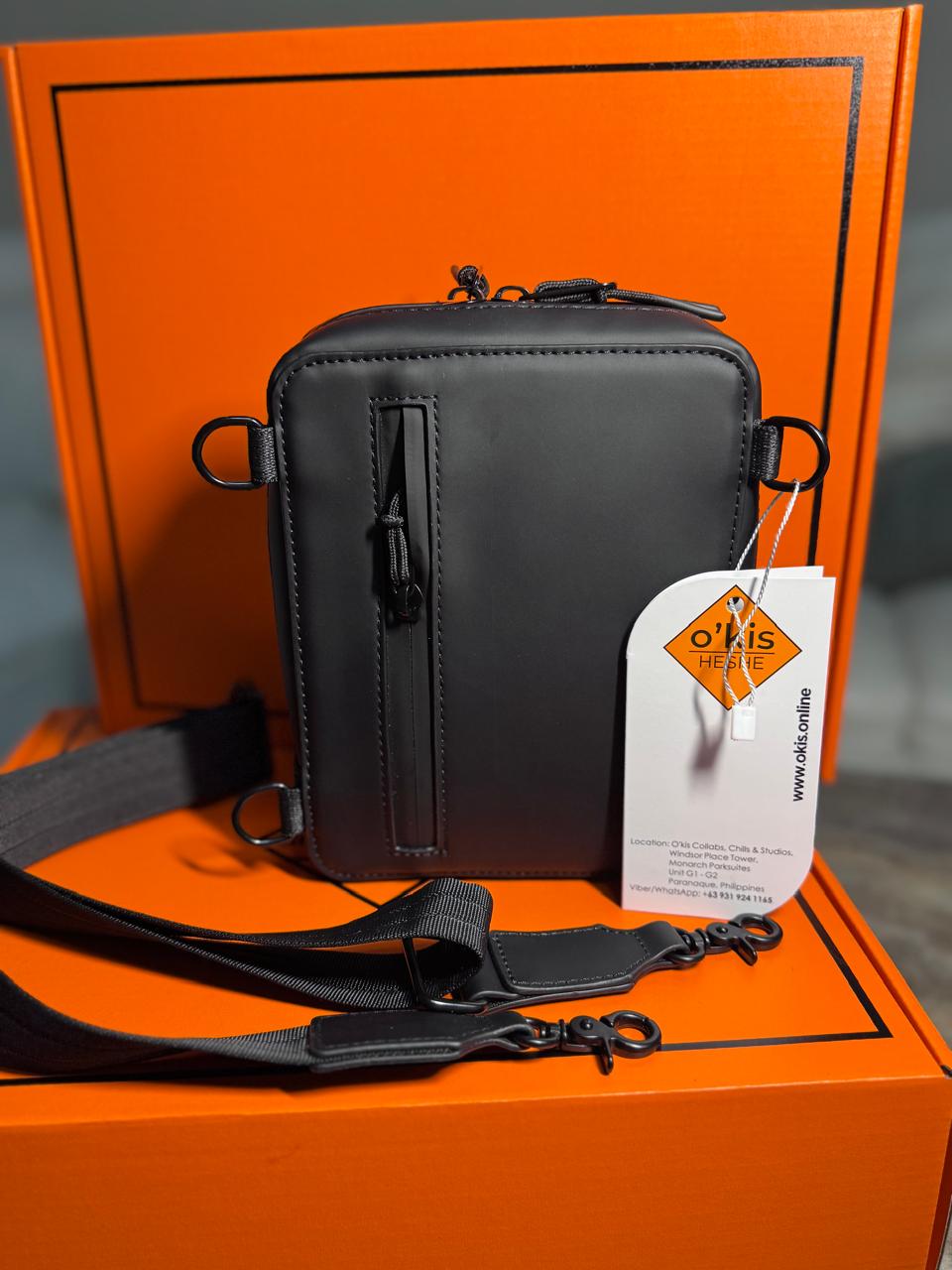 HESHE Okis Bags Collection Mini Locò Leather Crossbody Bag Black (OK30250508)