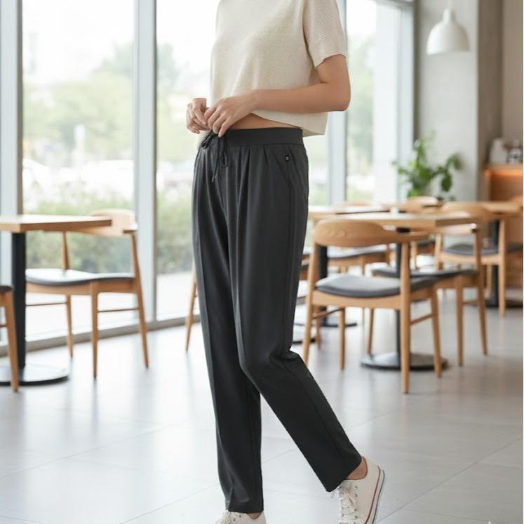 FPF039 Women's Classic Cotton Pants in Plain Black Color