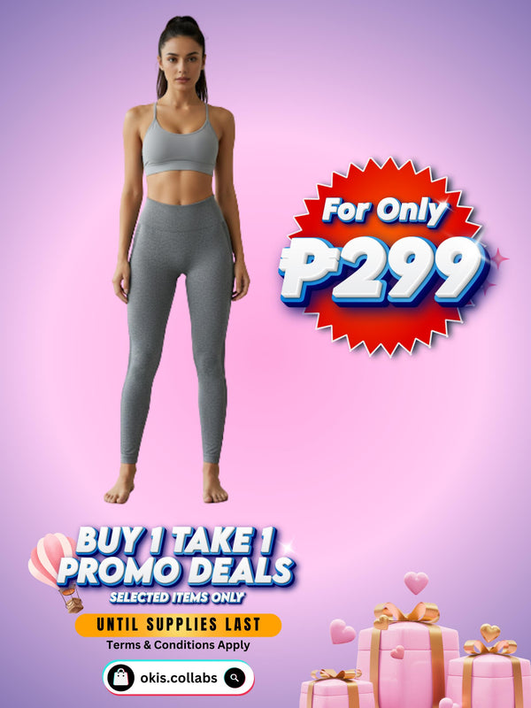 [BUY 1 TAKE 1 FREE] Women's Cotton Sports Wear Leggings Dark Gray