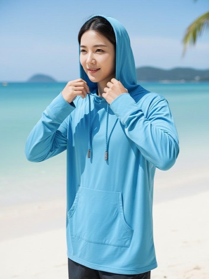 RASH GUARD Men's/Women's Pullover Hoodie with Long Sleeves in Loose-Fitting Versatile for Swim Activities (#11)
