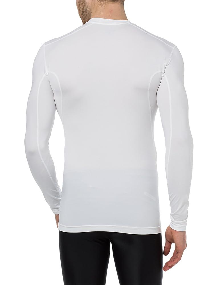 Men's PlaIn White Sport/Swim Wear Longsleeve Compression Shirt (#18)
