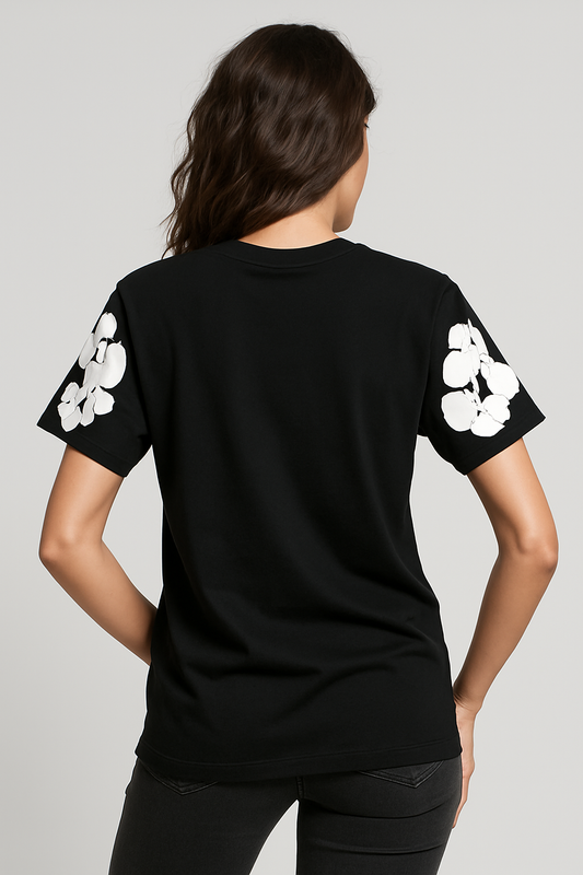 Black Floral Burst Cotton Tee