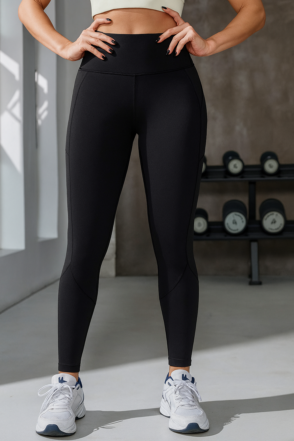 High-Waisted Black & Gray Colorblock Active Leggings