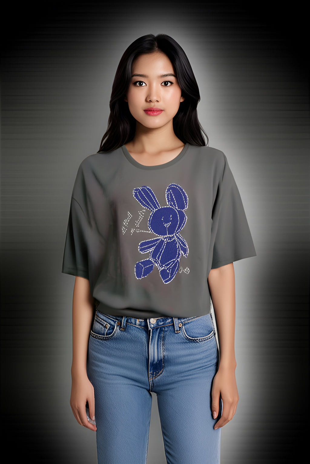 Gray Bunny Bling Tee