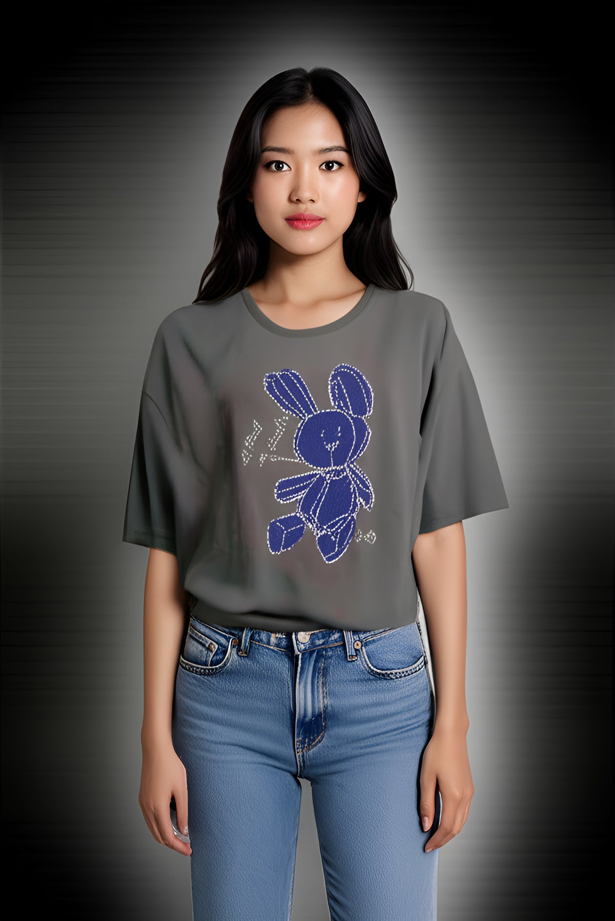 Gray Bunny Bling Tee