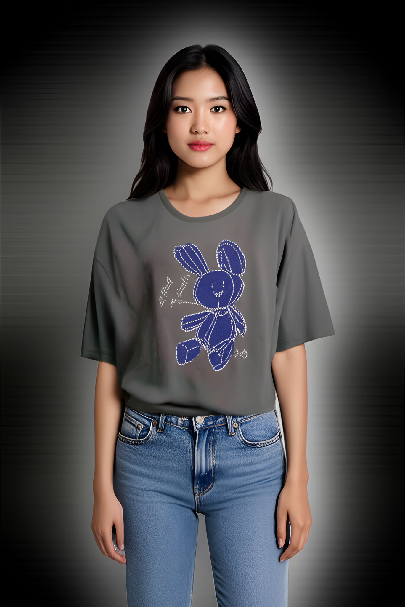 Gray Bunny Bling Tee