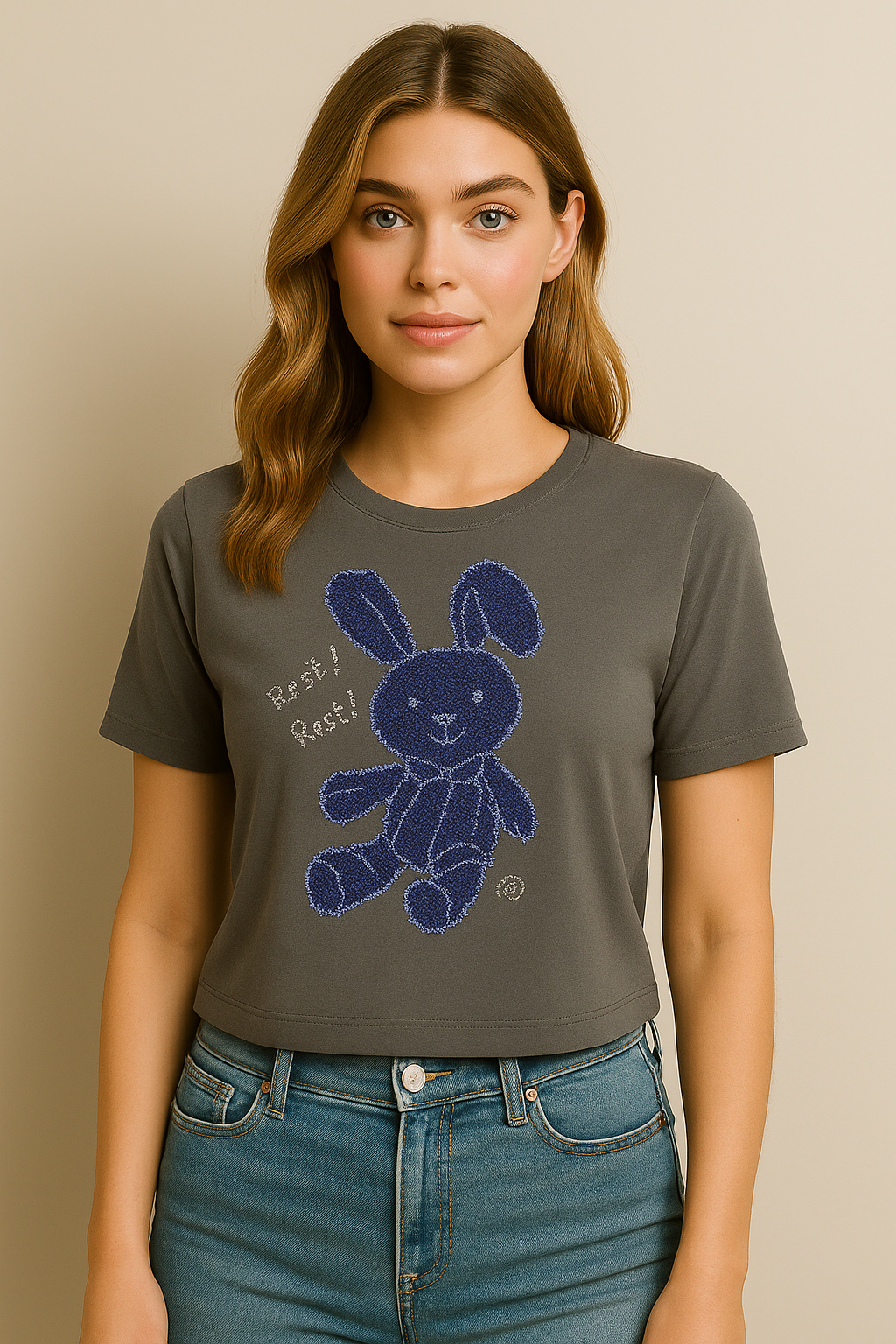 Gray Bunny Bling Tee