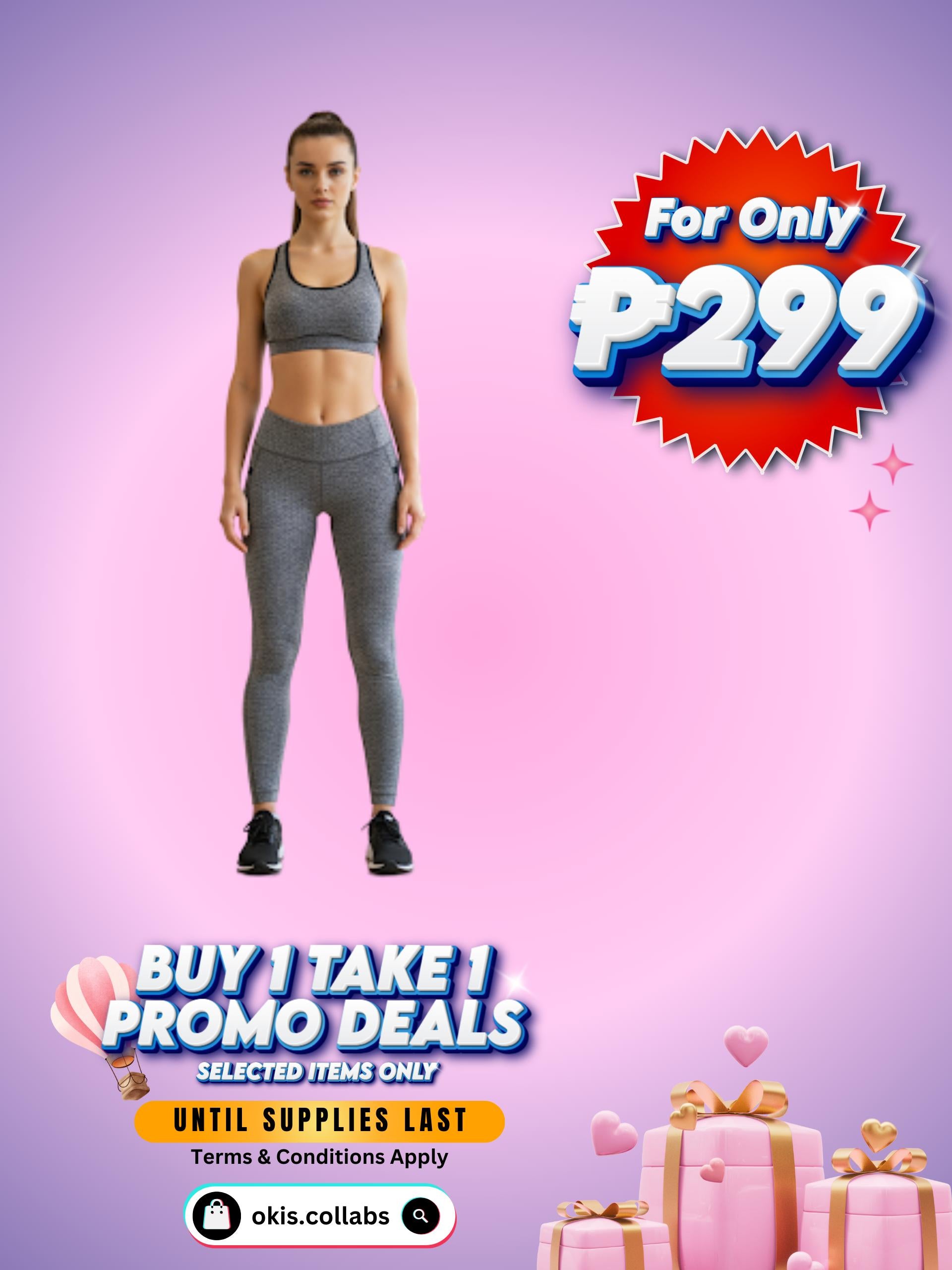 [BUY 1 TAKE 1 FREE] Women's Cotton Sports Wear Leggings with Small Pocket beside Hips