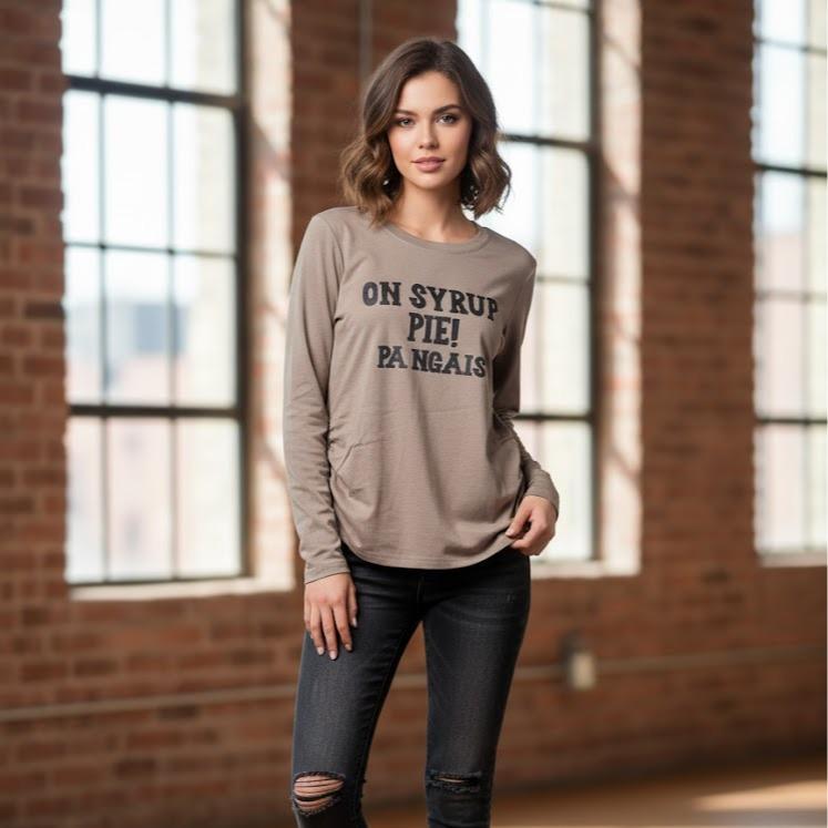 OKIS Women's Tops Cotton with Side Crumple Casual Fitted Long Sleeve