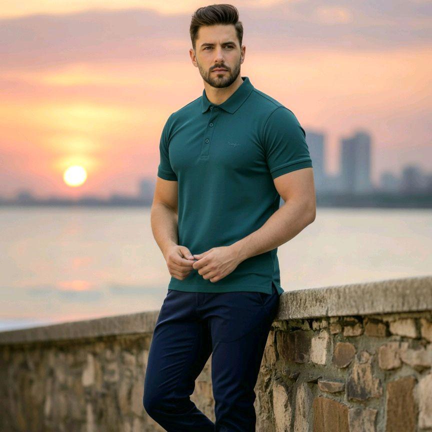 SHVET Dry-fit Polo Shirt Mens Top Casual Korean Style  (Short Sleeve with Logo Patch)