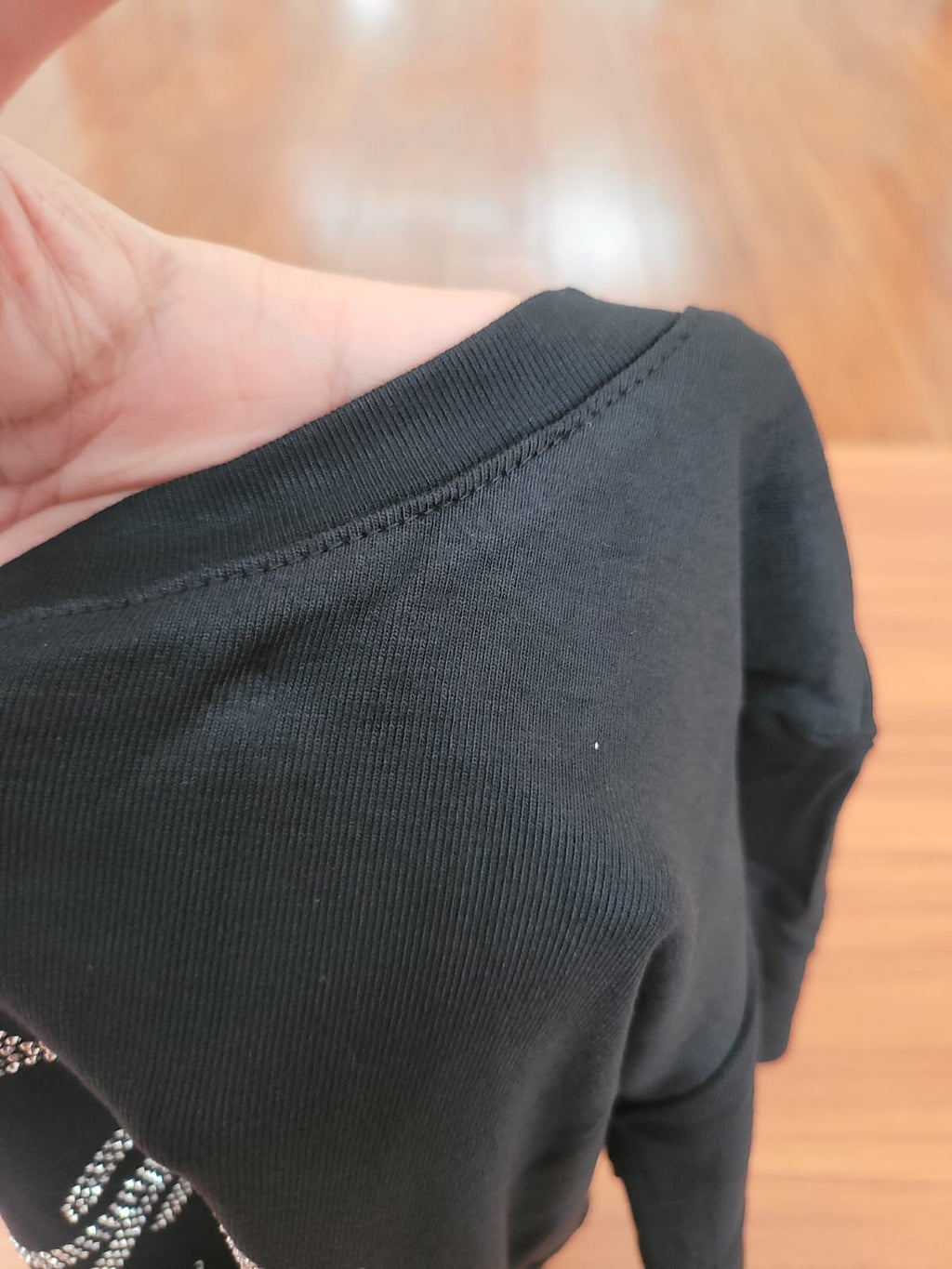 Bling Top Tee Shirt - Korean Style Women's Wear with Sparkling Designs on Black Fabric