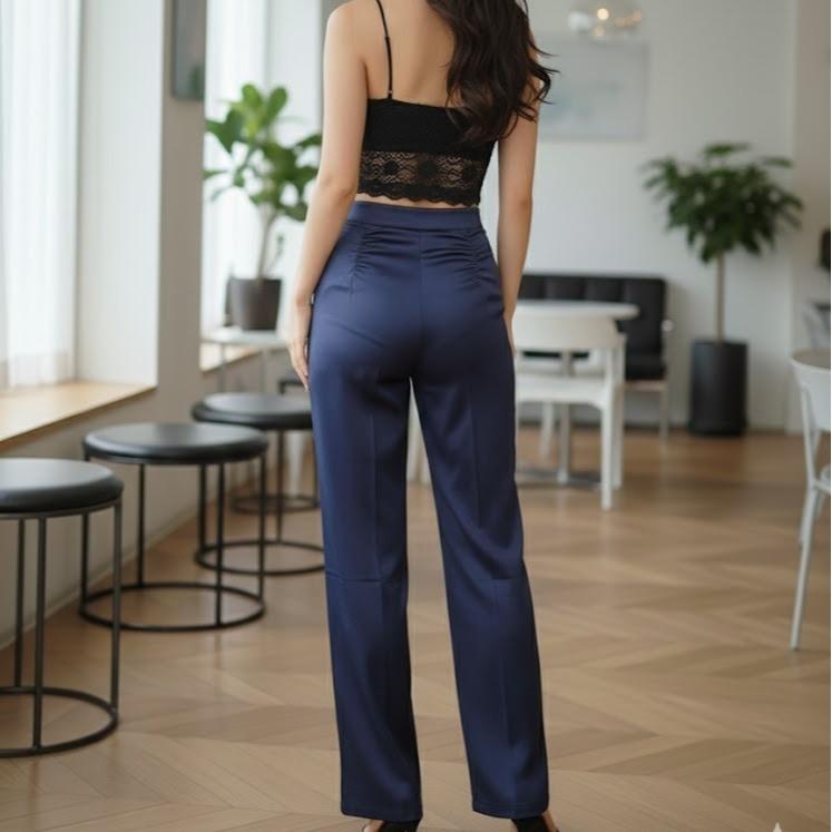 FPV01 Women's Classic Cotton Pants in Plain Navy Blue Color