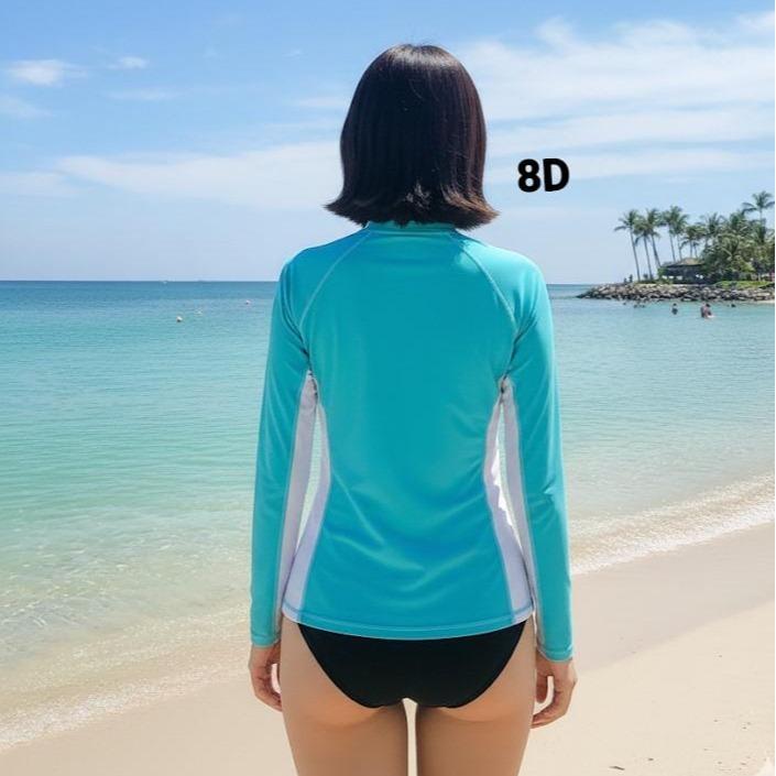 Women's Attarco Collections "CYAN COLOR" Swimming Assorted RASH GUARD Longsleeve (#8)