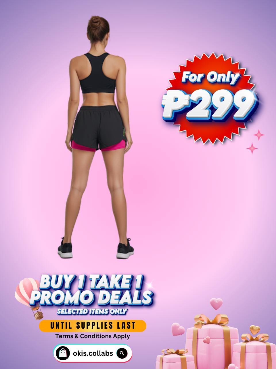 [BUY 1 TAKE 1 FREE] Women's Cotton Sports Wear Athletic Running Shorts