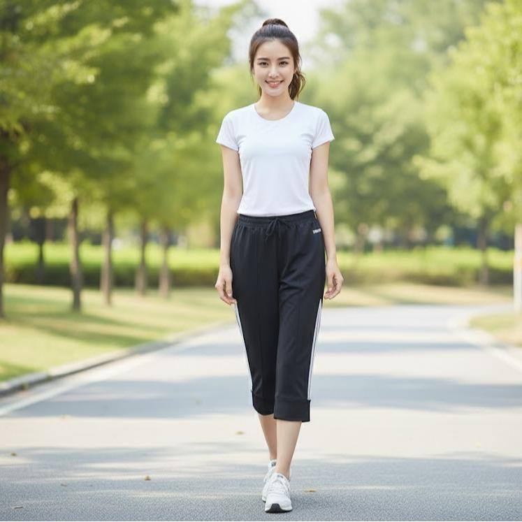 FPD58013 Women's Classic Cotton Capri Pants with White Sides Lining