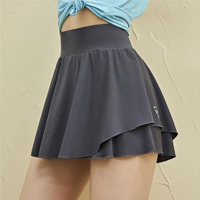 PLAIN BLACK PETITE Women's Double Layer Ruffle Hem A-Line Skirt (#23)