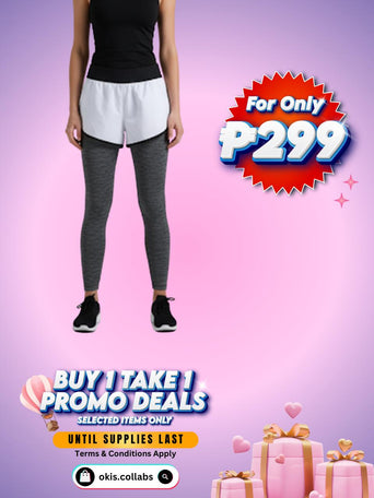 [BUY 1 TAKE 1 FREE] Women's Cotton Sports Wear Leggings with Short (White Color)