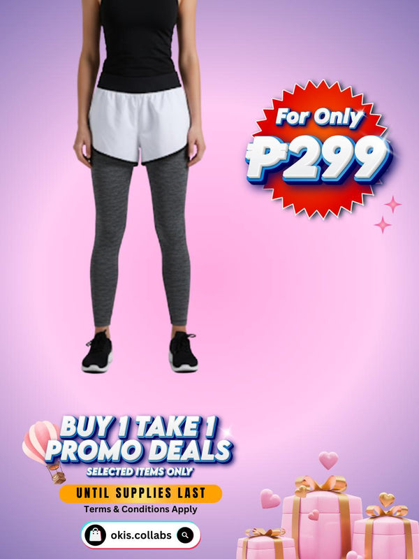 [BUY 1 TAKE 1 FREE] Women's Cotton Sports Wear Leggings with Short (White Color)