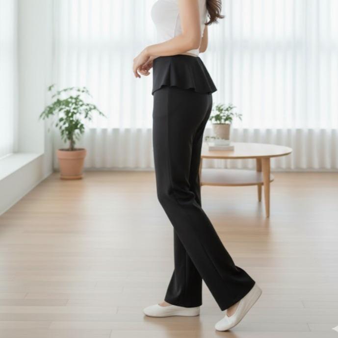 FPA005 Women's Classic Cotton Straight Pants with Skirt Style in Waist