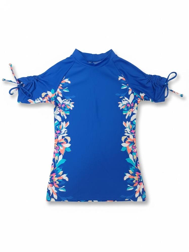 Female Kiddies Rash Guard T-shirt/Blouse Printed Design with Tie