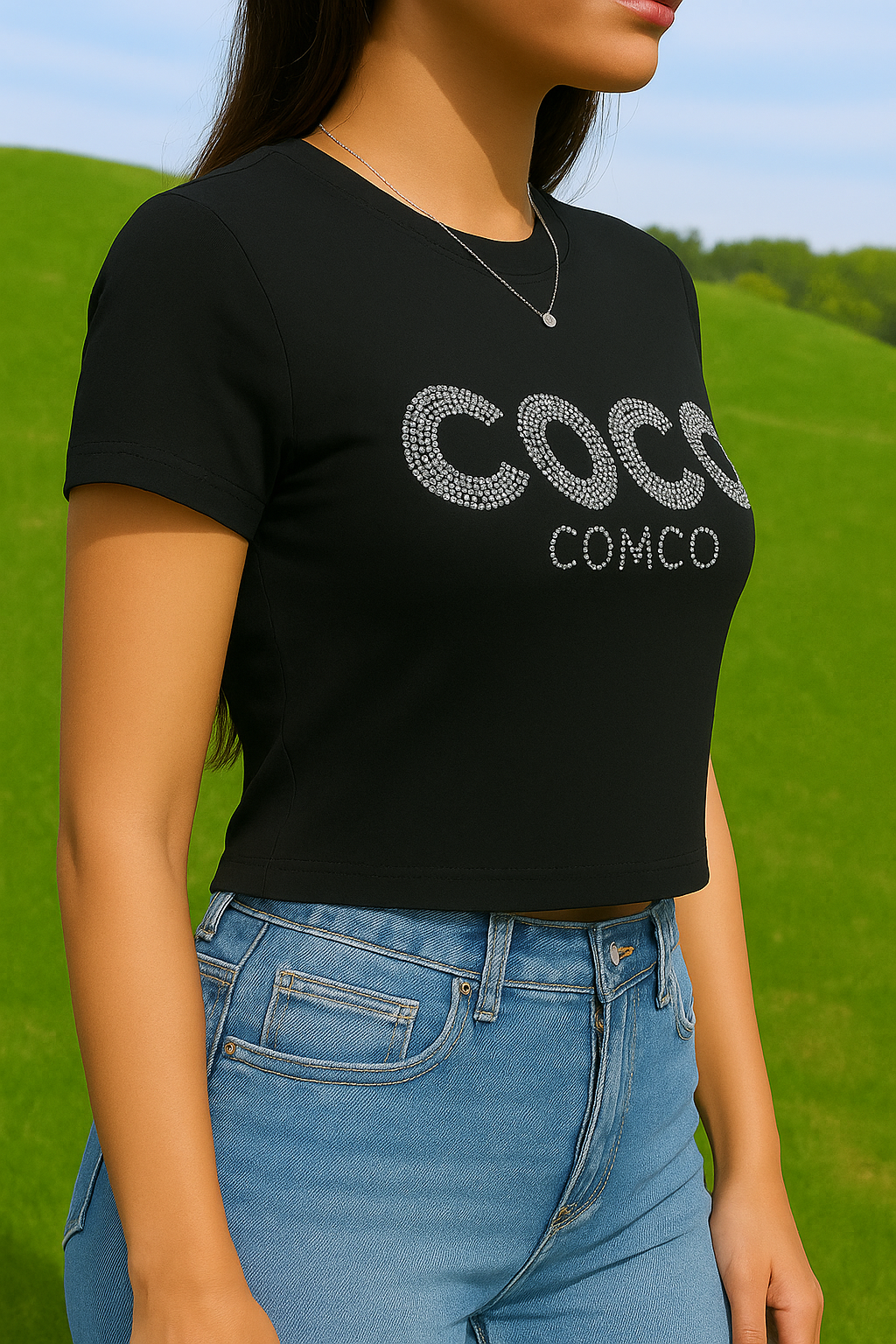 OKIS Black Tee Tops for Female (COCO Comco)