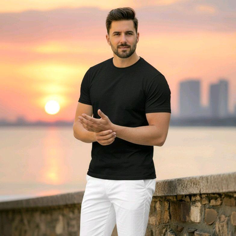 IceTech Collections Male Top Dry-fit Tshirt Plain Black - Simple Design Short Sleeve Tee for Men