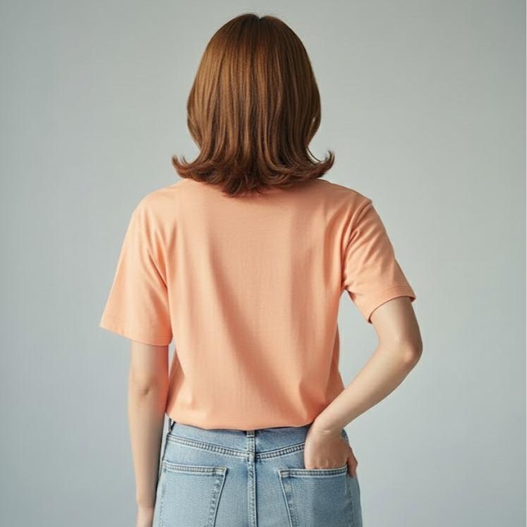 W24-20023 Women's Cotton Top in Crew Neck Fashionable Tee Shirt