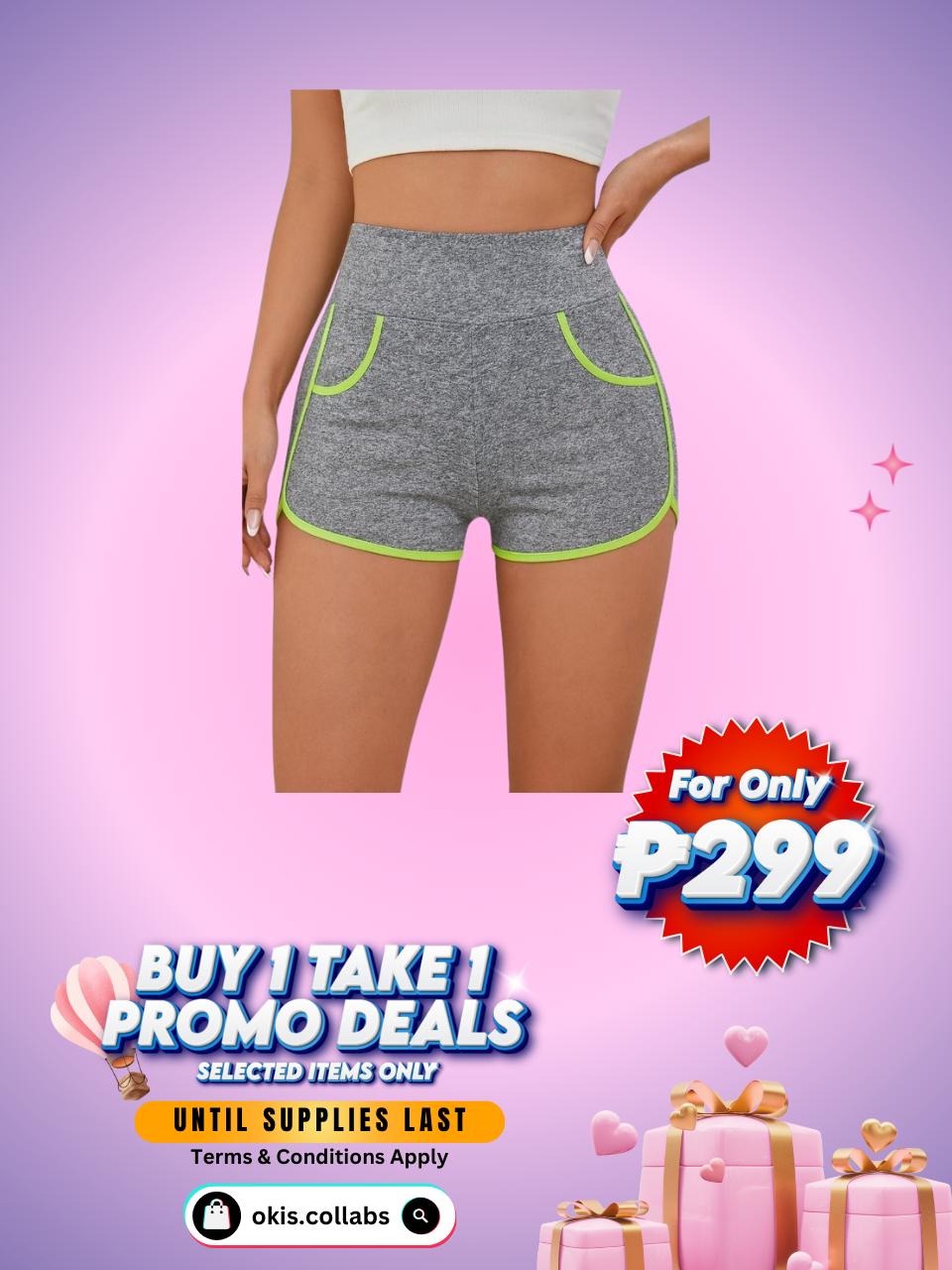 Women's Neon Trim High-Waist Athletic Shorts