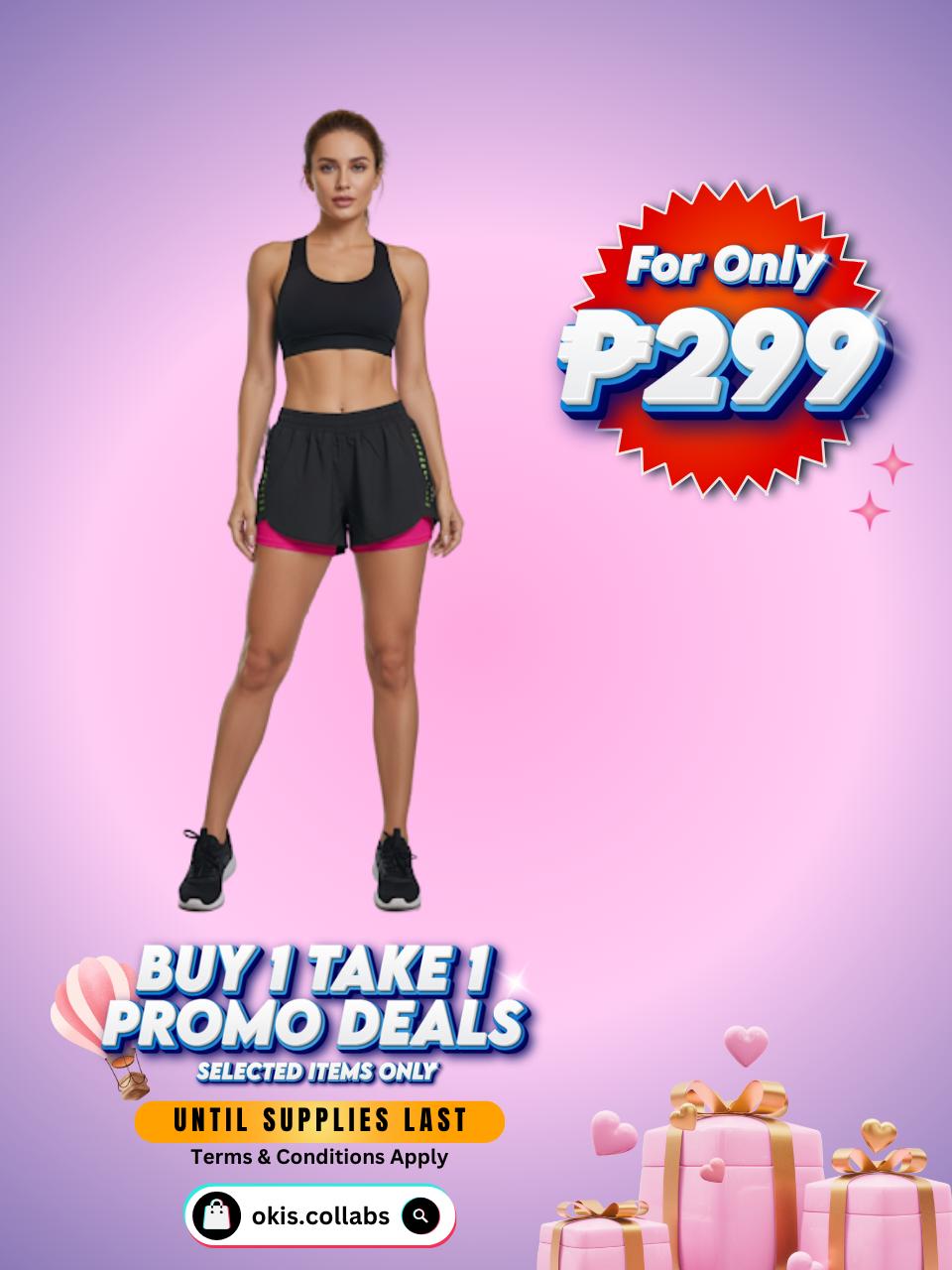 [BUY 1 TAKE 1 FREE] Women's Cotton Sports Wear Athletic Running Shorts