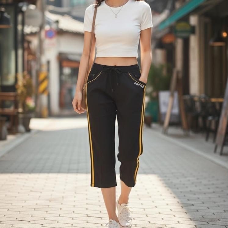 FP68054-7 Women's Classic Cotton Capri Pants with Different Lining