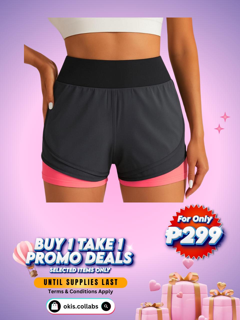 [BUY 1 TAKE 1 FREE] Women's Cotton Sports Wear Athletic Running Shorts