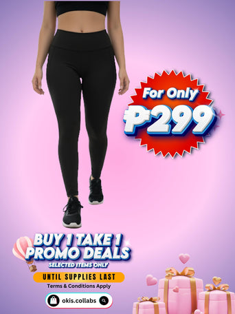 [BUY 1 TAKE 1 FREE] Women's Cotton Sports Wear Leggings Plain Black