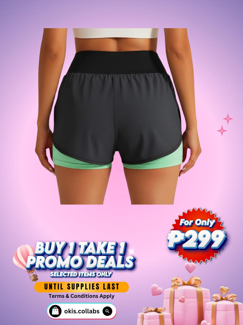 [BUY 1 TAKE 1 FREE] Women's Cotton Sports Wear Athletic Running Shorts