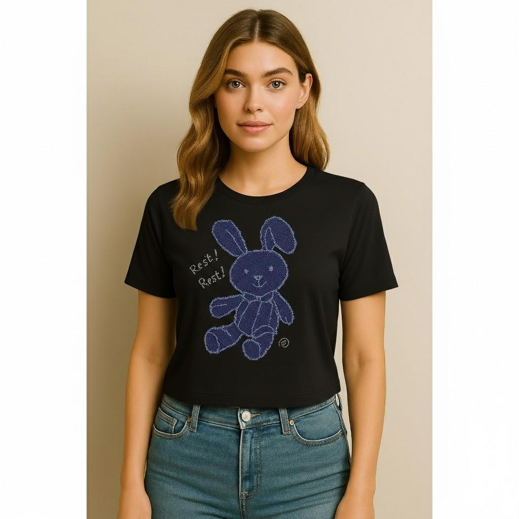 507BEAR Women's Cotton Cool-toned Bunny Bling Tee Shirt